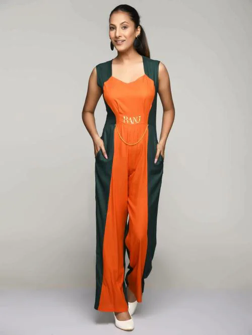 RANJ Women Multicolor Colorblock Rayon Jumpsuites (S)