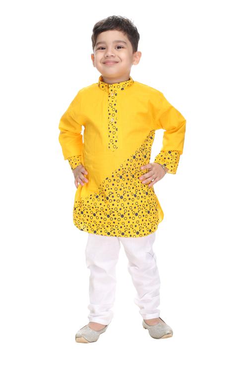 NEW GEN BOYS YELLOW COTTON PACK OF 1 KURTA & PAIJAMA PANT