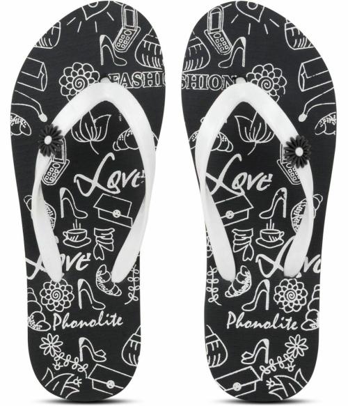 Phonolite Black Slippers for Women Non Returnable