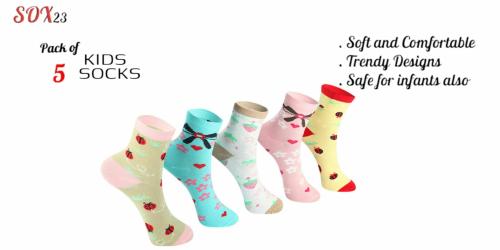 SOX 23 Premium Kids' Socks: Girls' Socks, 5 Pairs of Kids' Socks in Vibrant Colors- Soft Combed Cotton, Perfect Fit, & Exciting New Designs- Pack of 5 (7-8 Years)