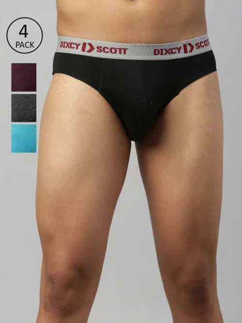 Dixcy Scott Maximus Men's Assorted Solid Cotton Pack of 4 Briefs