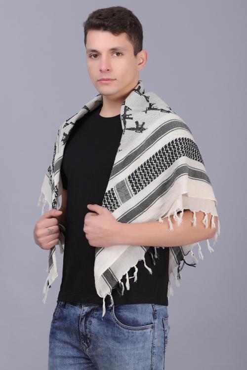 AXOLOTL Pure Cotton Afghani Shemagh Commando Scarf (101x101 cm) Off White