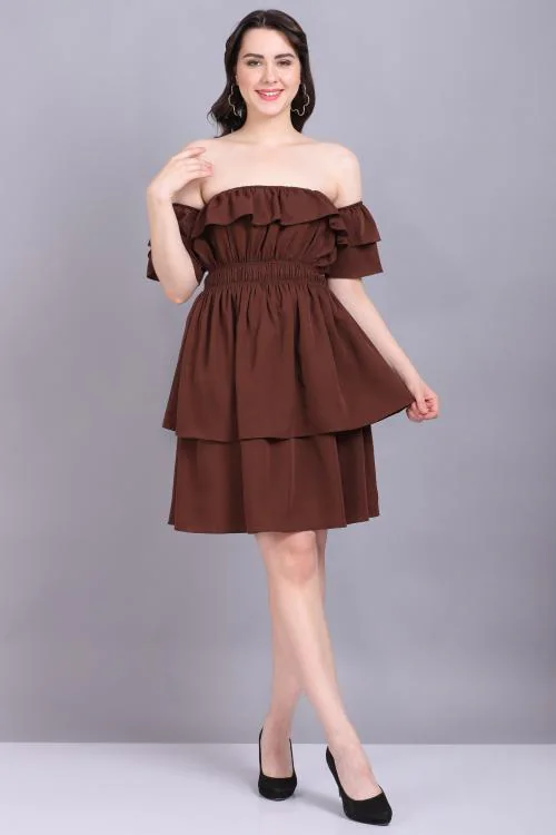 She 18 Brown Colour Knee Lenth Womens Western Wear Dress