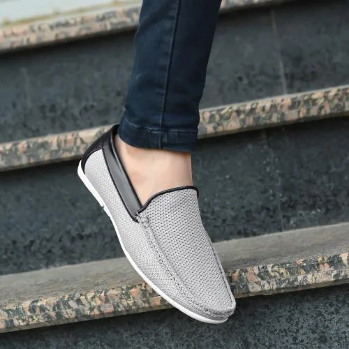 Men's Casual Light Weight Men's Mesh Loafers (GREY)