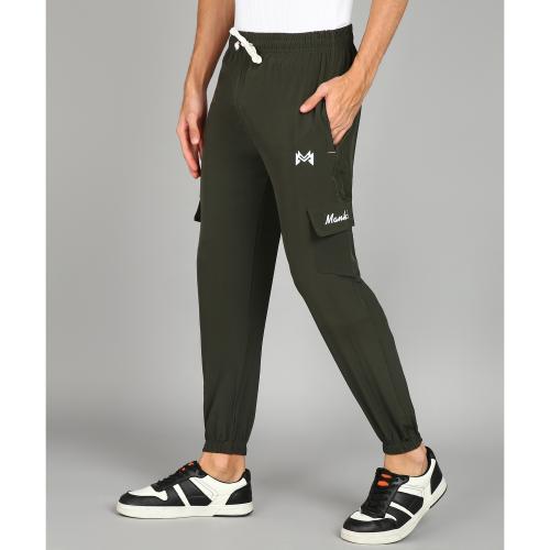 MANK-D Casual Lycra Blend Regular Fit Jogger for Men's With Side Pocket Track Pants I Slim Fit Athleisure Running Gym Stretchable Track Pant Multipurpose - Olive