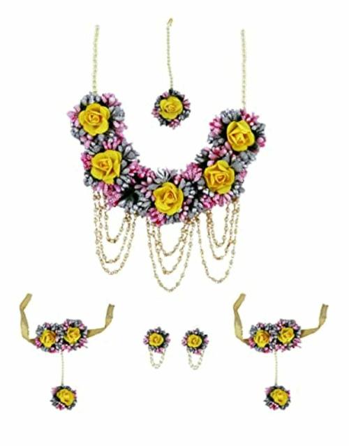 Anuradha Art Jewellery Women Metal Artificial Flower Necklace Set JioMart