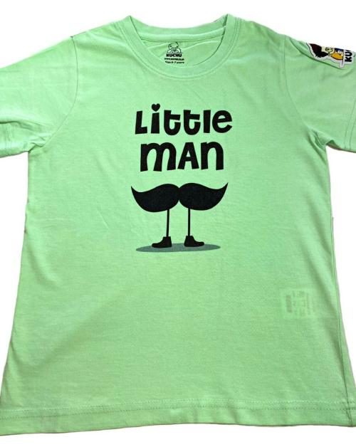 KUCHU Cotton Digital Print Light Green Regular Fit Causual T Shirt For Kids 8-9 Year