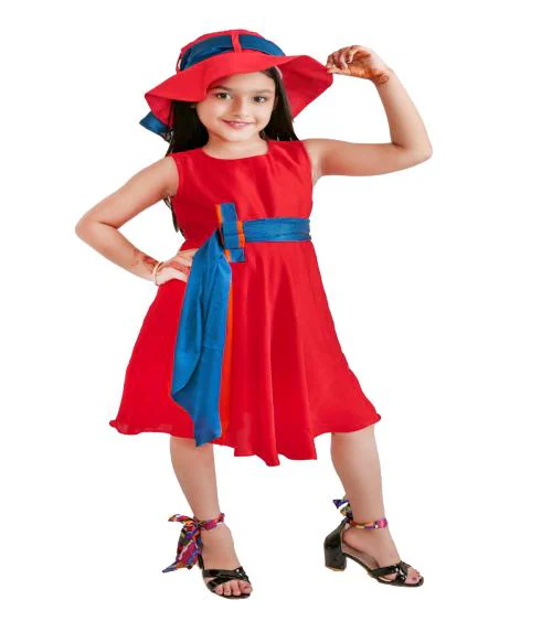 HASHMI CLOTHING STORE KIDS FROCK /DRESS FOR BABY GIRLS RED(7-8 YEARS)