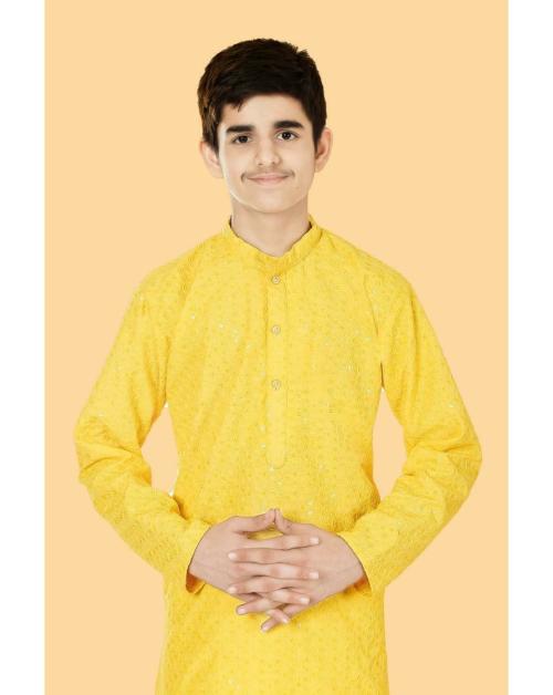 DIGIMART Boys Festive & Party Kurta and Pyjama Set  (Yellow Pack of 1)