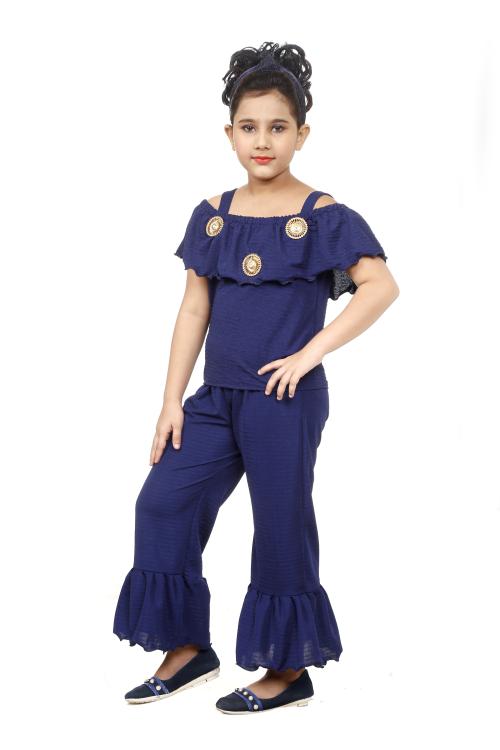 Burbn Girls navy solid co-ords set