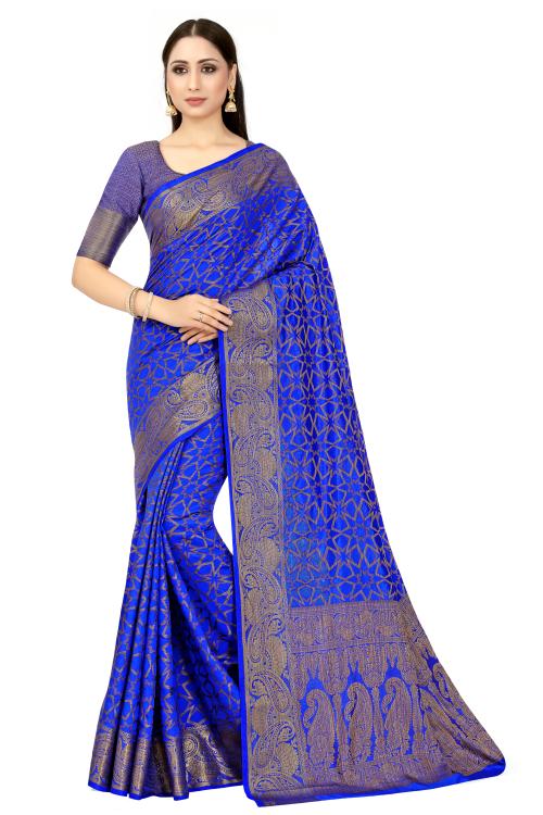 Mimosa Patola style Art silk saree Color: Blue (4574-2526-SD-RBLU)