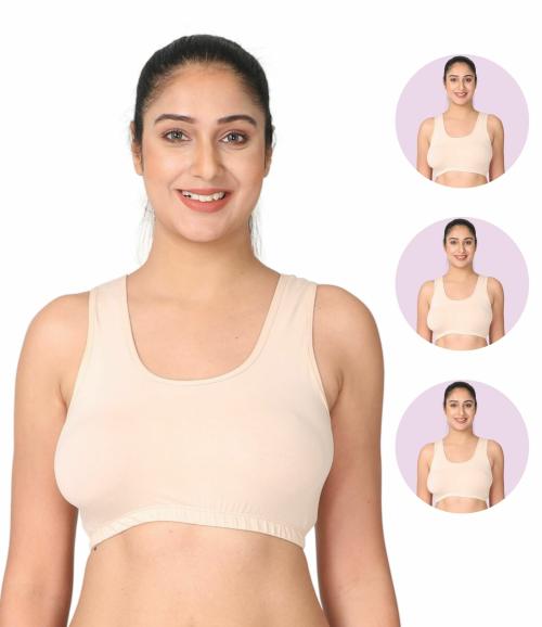 Adira | Soft Cotton Sleep Bra | Slip On Bras To Wear At Home Comfortable | Work From Home Bra Without Hooks | Non Padded & Non Wired Support | Plus Size | Pack Of 2 | Skin | 6XL