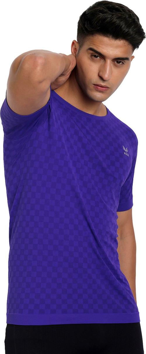 Heka Blue Men Self Design Nylon Blend T-shirt