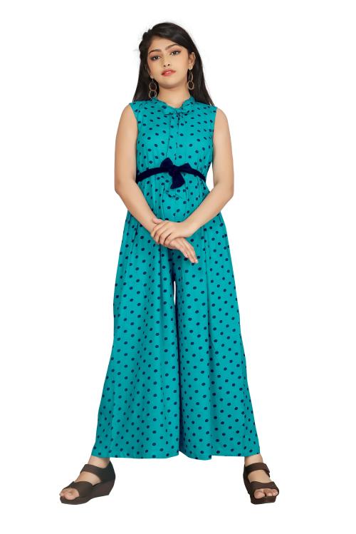 RK Maniyar Girls Rayon Polka Printed Relaxed Fit Jumpsuit: The Latest in Fashion Trend for Girls! (Rama)