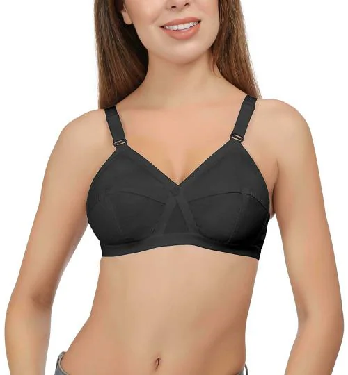 Eve's Beauty Women Black 42B Cotton Bra (42B)