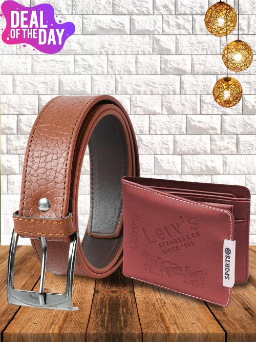 Kastner Men Solid Artificial Leather Belt And Wallet Combo(Pack Of 2)