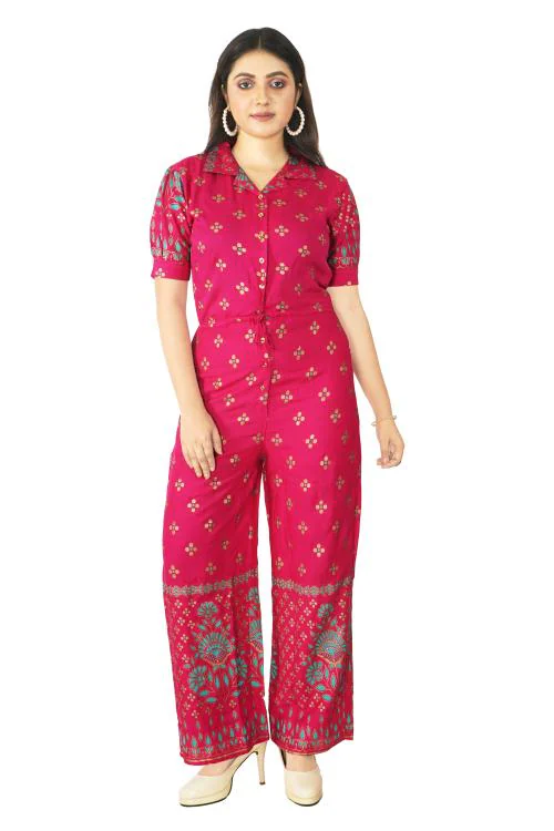 GOODPOINT STYLISH WOMEN PINK COLOUR RAYON JUMPSUIT