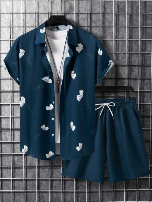 LG Lycra Blend printed Blue Night Suit Set|co-ord set