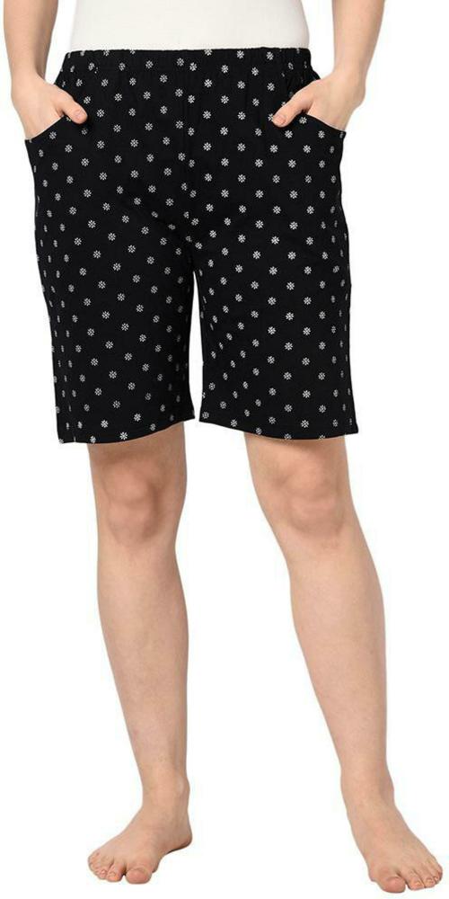 Espresso Women Black Floral Pure Cotton Shorts