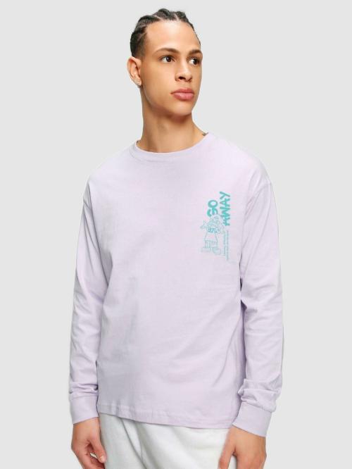 Bewakoof Men's Purple Graphic Print Round Neck Full Sleeve Oversized Fit T-Shirt