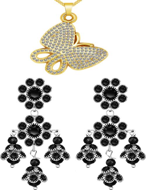 Buy Mikado Gold Black Earring And Pendant Set ,Women Girls Online at