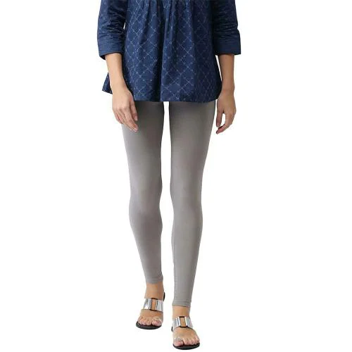 Go Colors Women Grey Solid Stretch Leggings