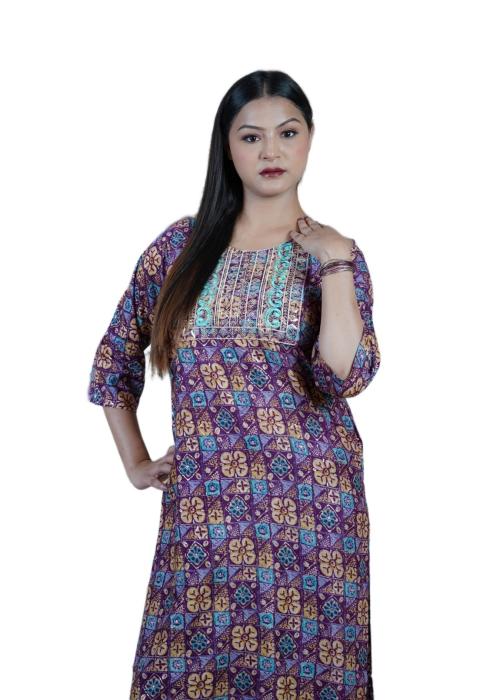 Kira Women Solid Cotton Blend A-line Kurta (Multicolor)