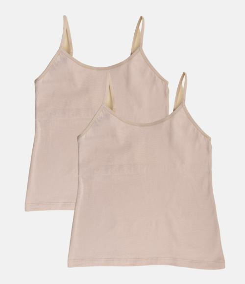 Adira | Girls Starter Camisoles | Flat Padded Innerwear Vest | Camisole For Puberty | Girls Slip | Covers Nipples & Gives Confidence At School | stretchy Cotton | Pack Of 2 | Skin | XXL