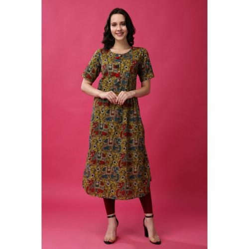 RANGRIWAZ Women Animal Print A-line Kurta (Multicolor)