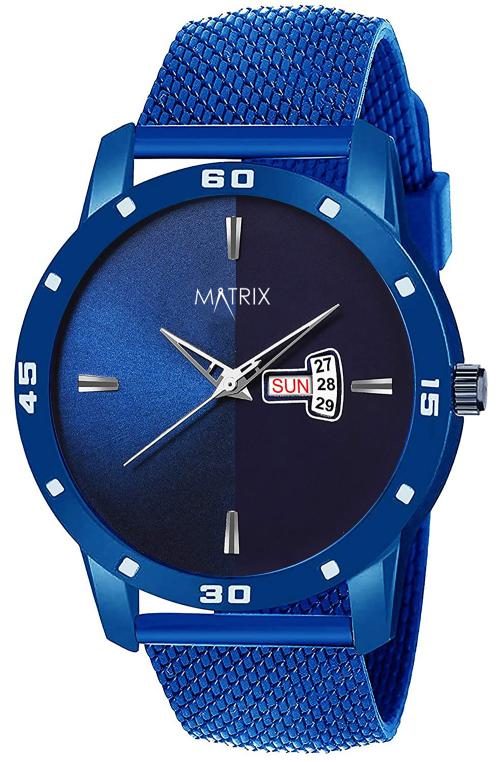 MATRIX Day & Date Analog Wrist Watch for Men & Boys (Blue)