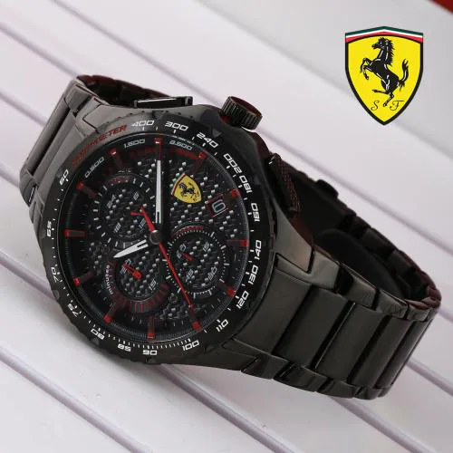 SCUDERIA FERRARI PISTA Chronograph Black Round Dial Men's Watch- 0830730