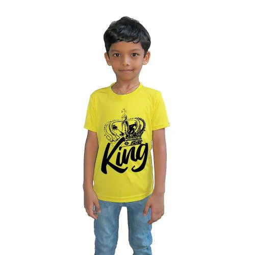 Rish Boys And Girls Yellow Printed Polyester T-Shirt