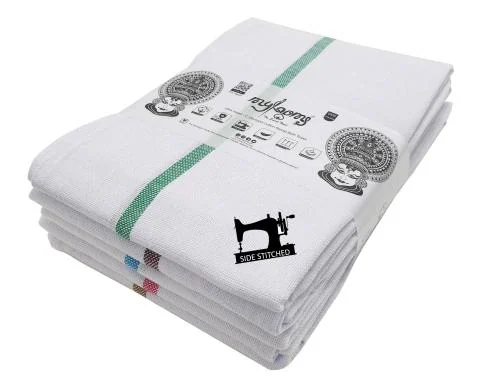 Mylooms UV Sterlized Kerala Thorthu Mundu White Colour XLarge Size 49''X24'' Pack Of 4