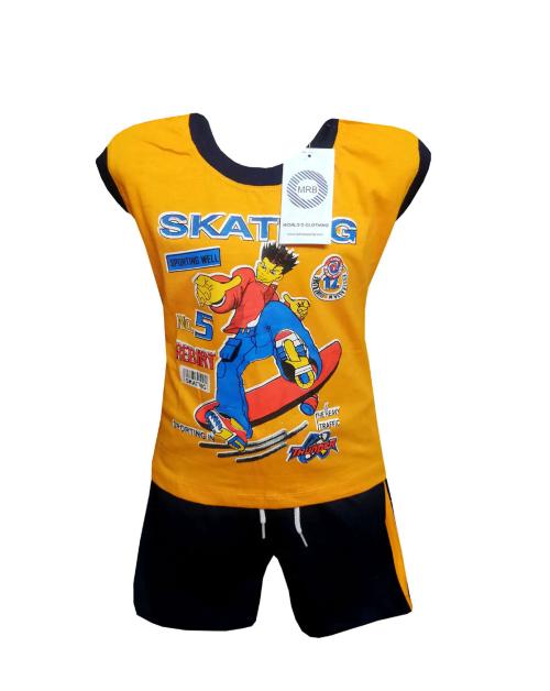 MRB Boys T-shirt and Shorts With Assorted Prints YELLOW