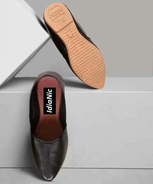 IdiaNic MEN'S PUNJABI JUTTI Slip On For Men (Black)