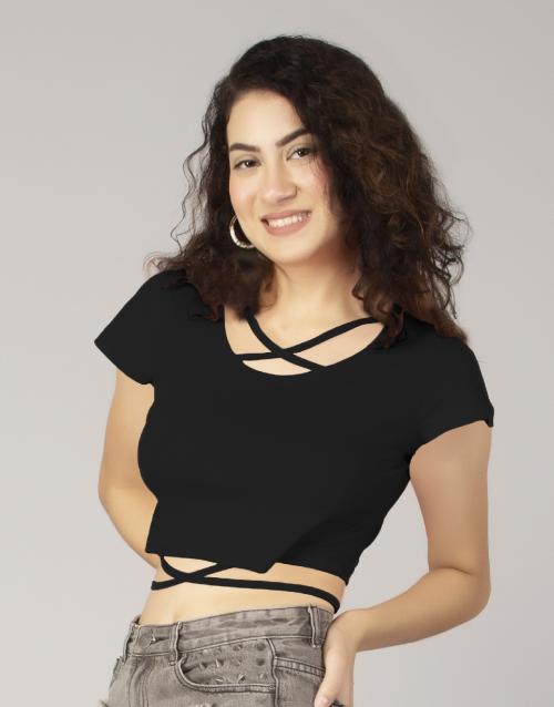 Buy AD2CART A4298 Womems Chest XNeck Butterfly Sleeve Criss Cross Top