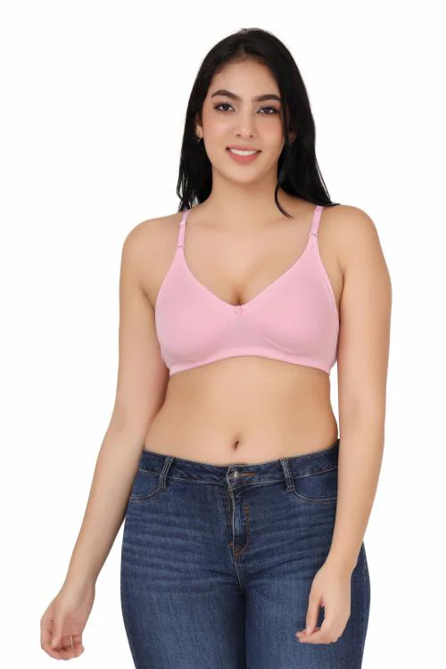 Buy FEMULA Archie 1 Pc Low Impact Non-Padded, Non-Wired, Demi Coverage,  Moulded Cups, Fine Quality Hosiery Cotton Bra (Colour Baby Pink) Size 34C  Online at Best Prices in India - JioMart.