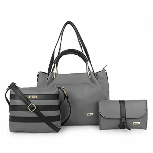 ROVOK Grey Polyurethane Handbag Pack of 3 l water resistant l handbags for women l women handbags l sling bags