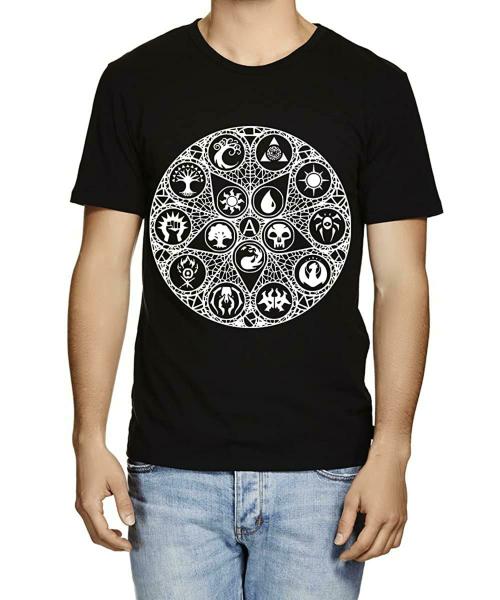 Caseria Men Black Energy Icon Of Life Printed Graphic Cotton T-Shirt (S)