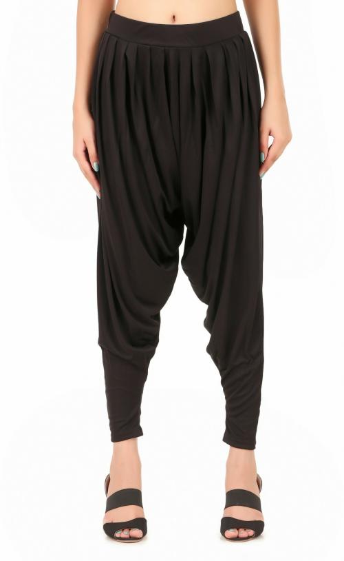 CO COLORS Women Black Solid Viscose Patiala Pant - Free Size