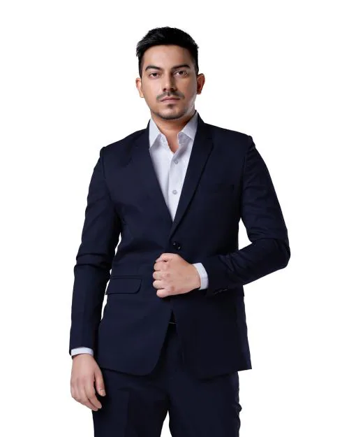 Charcoal Fashion Men's Regular Fit Solid Navy Blazer For Formal Wear