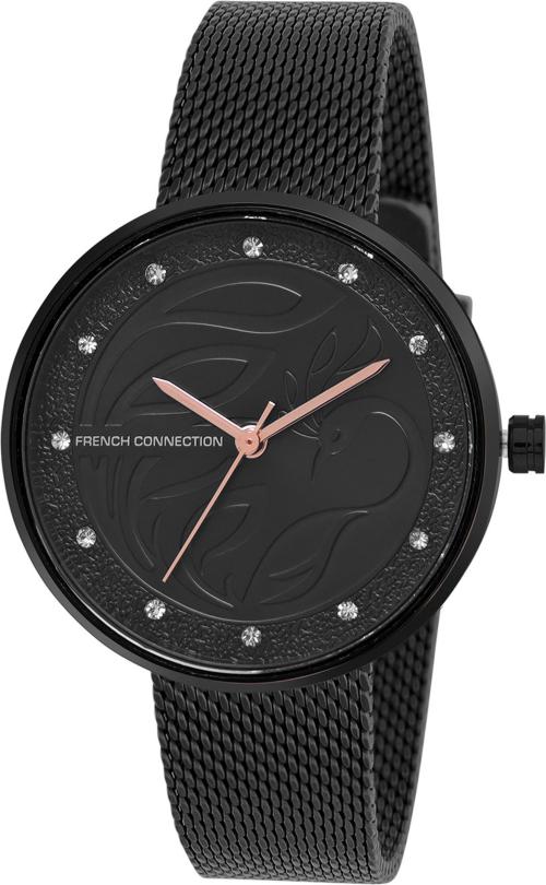 French Connection Analog Black Dial Black Strap Watch For Women
