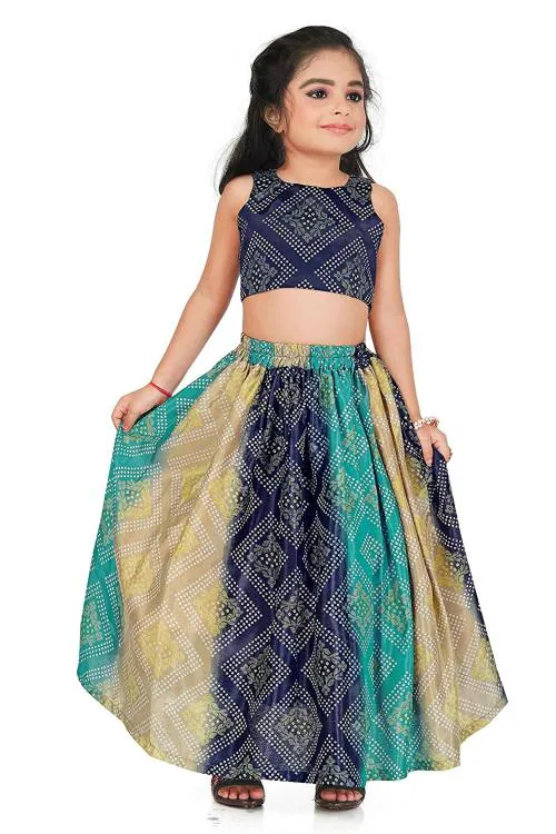 Noyyal Girls Georgette Bandhani Lehenga Choli, 7 Years-8 Years