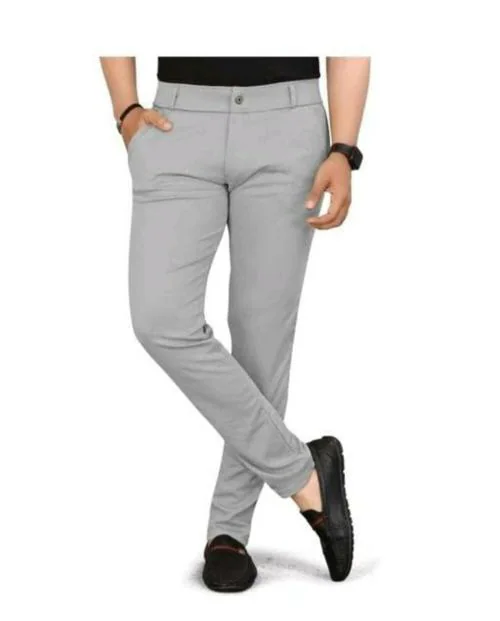 USIGO Lycra 4 Way Stretchable Formal Comfortable Button Pants For Men | Stylish Slim Fit Light Weight Men'S Wear For Office Party & Casual | Mens Fashion Dress Trouser Pant Silver (XXL)