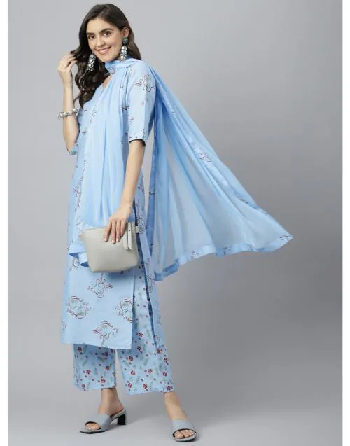 ANNI DESIGNER Damen Kurta Set - Besticktes Outfit Mit Hose Und Dupatta