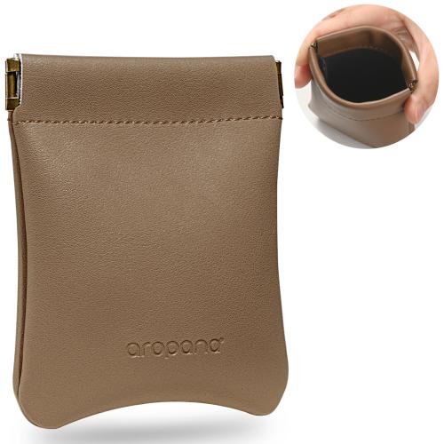 Aropana Leather Earphone Carrying Case, Mini-Storage Travel Pouch for Wired Earphones - COFFEEBROWN
