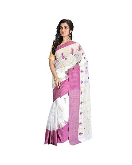 Raj Sarees Women's Baluchari Cotton Saree With Blouse Piece (RSH-610-01_Magenta)
