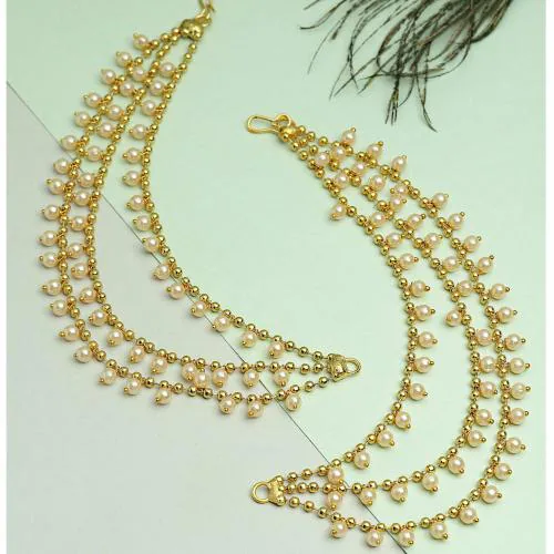 ZENEME Traditional Brass 18K Gold-Plated Bahubali Inspired Long Chain Earrings Jewellery