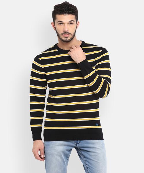 Buy REDCHIEF Navy/Yellow Full Sleeve Striper Regular Fit 100 Cotton