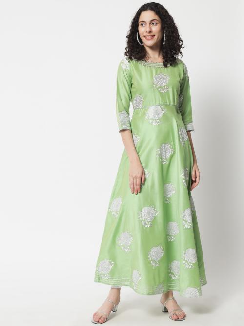Rama's Women Printed Embroidery Anarkali Kurta